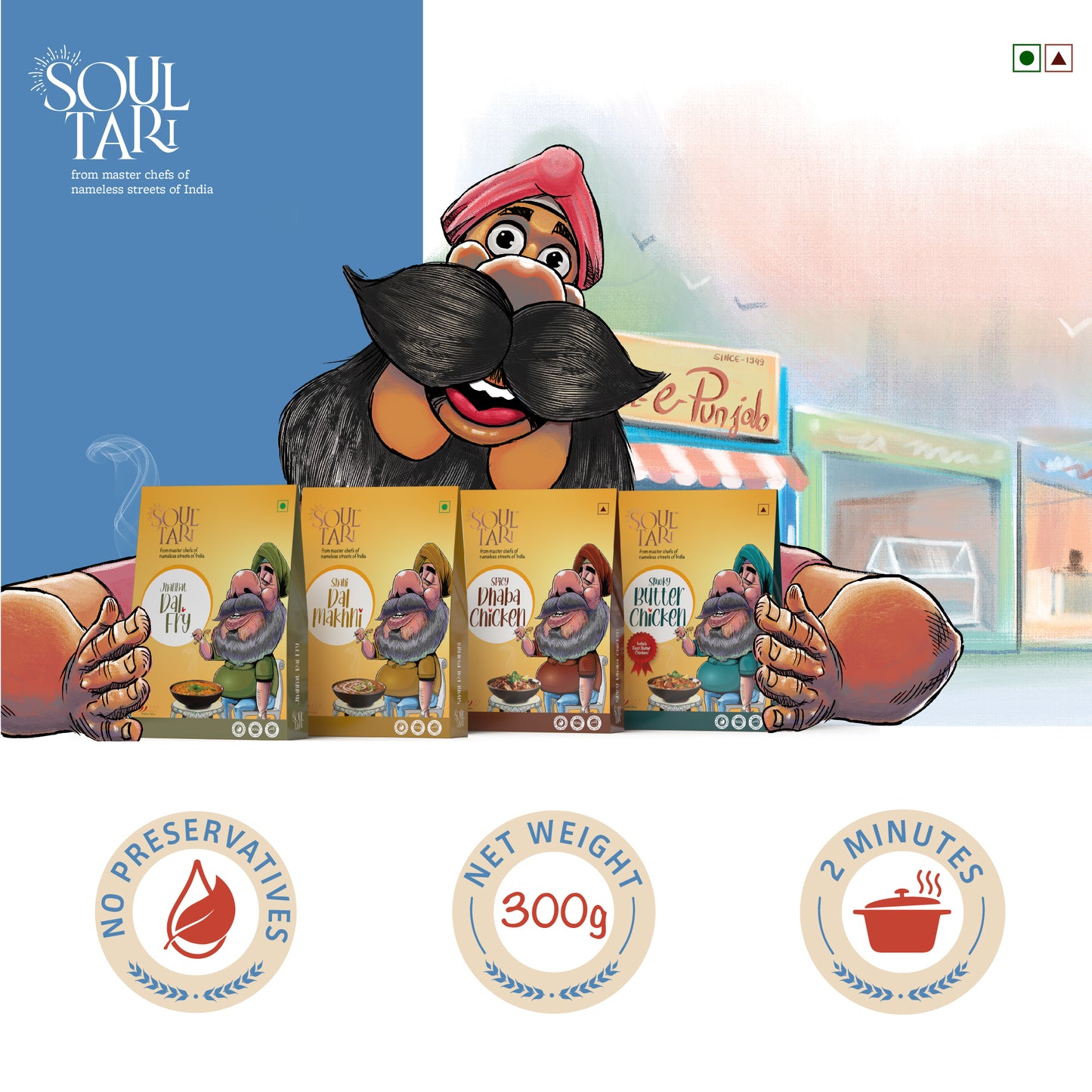 Spicy Dhaba Chicken + Smoky Butter Chicken + Shahi Dal Makhni + Jhannat Dal Fry